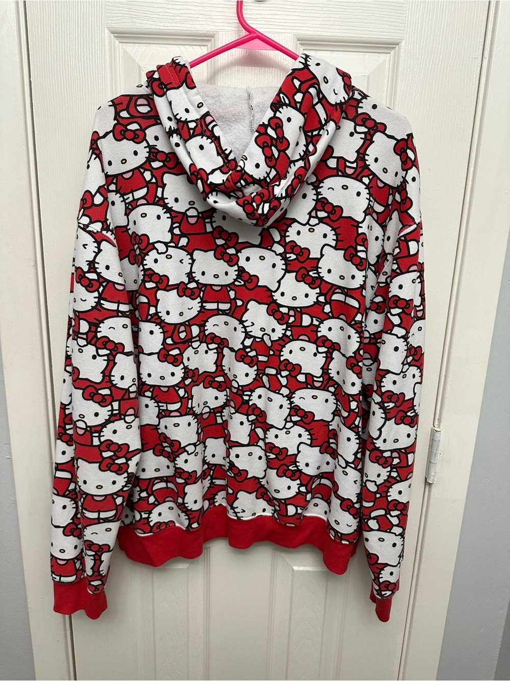 Hello Kitty Red & White All-Over Print Hooded Pullover - Picture 2 of 2